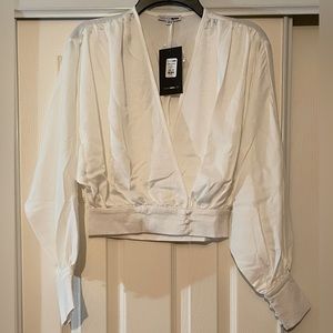 Fashion Nova Surplus Long Sleeve White Top.